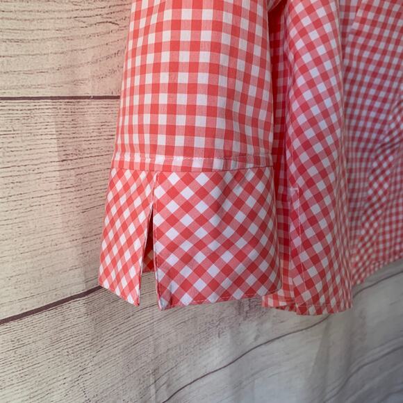 Taylor Investments Gold Label Pink White Gingham Check Button Up Shirt Size 6 - Picture 10 of 16